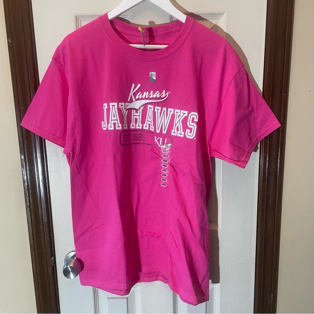 NWT Hanes Pink Kansas Jayhawks Kids T-Shirt